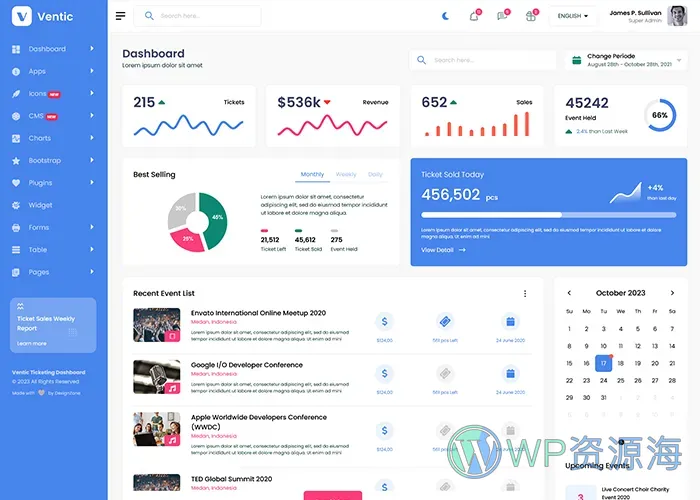 Ventic-活动演出售票业务系统管理后台模板插图7-WP资源海 Ventic-活动演出售票业务系统管理后台模板插图7-WP资源海
