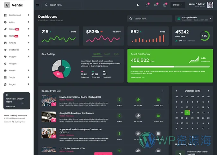 Ventic-活动演出售票业务系统管理后台模板插图10-WP资源海 Ventic-活动演出售票业务系统管理后台模板插图10-WP资源海