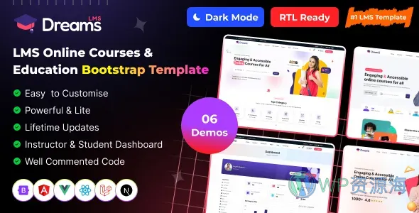 Dreams LMS-在线教育平台网站模板下载/多框架适配插图-WP资源海 Dreams LMS-在线教育平台网站模板下载/多框架适配插图-WP资源海