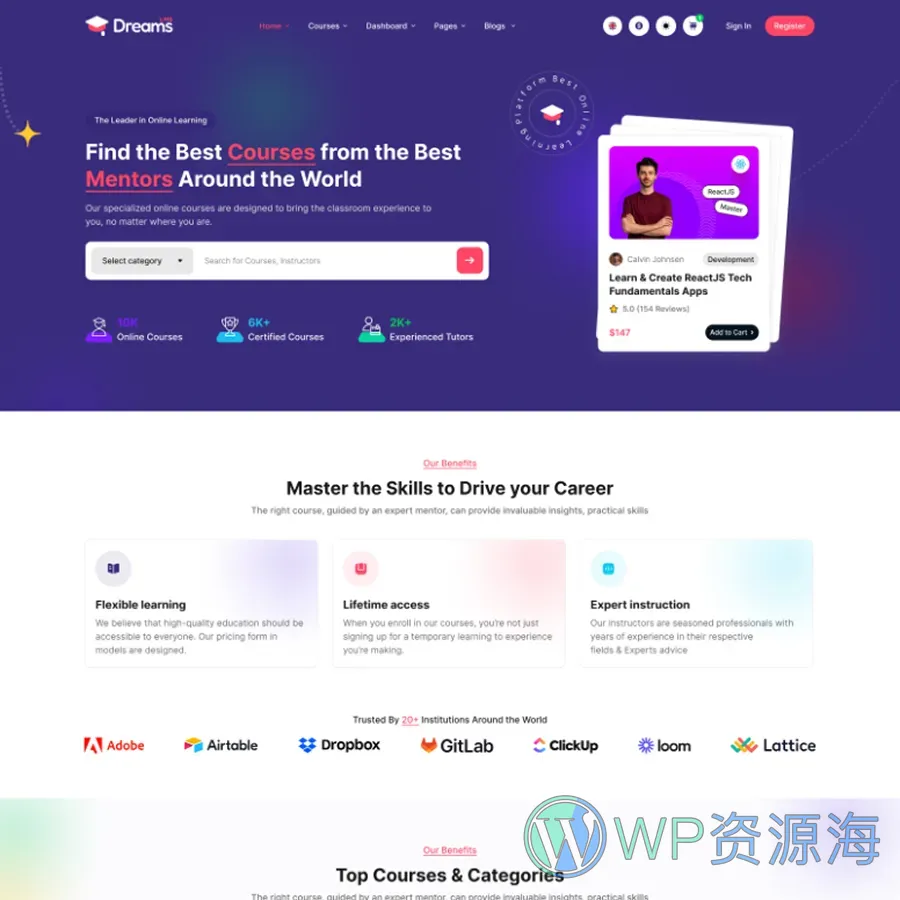 Dreams LMS-在线教育平台网站模板下载/多框架适配插图2-WP资源海 Dreams LMS-在线教育平台网站模板下载/多框架适配插图2-WP资源海