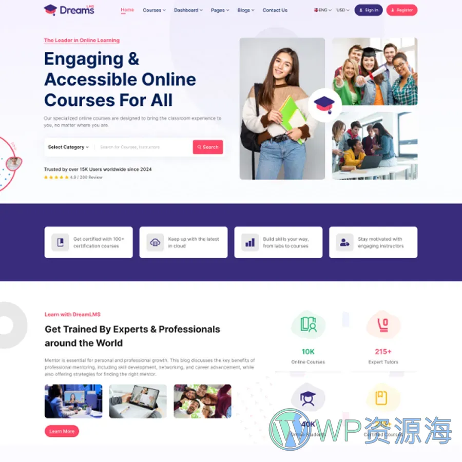 Dreams LMS-在线教育平台网站模板下载/多框架适配插图5-WP资源海 Dreams LMS-在线教育平台网站模板下载/多框架适配插图5-WP资源海