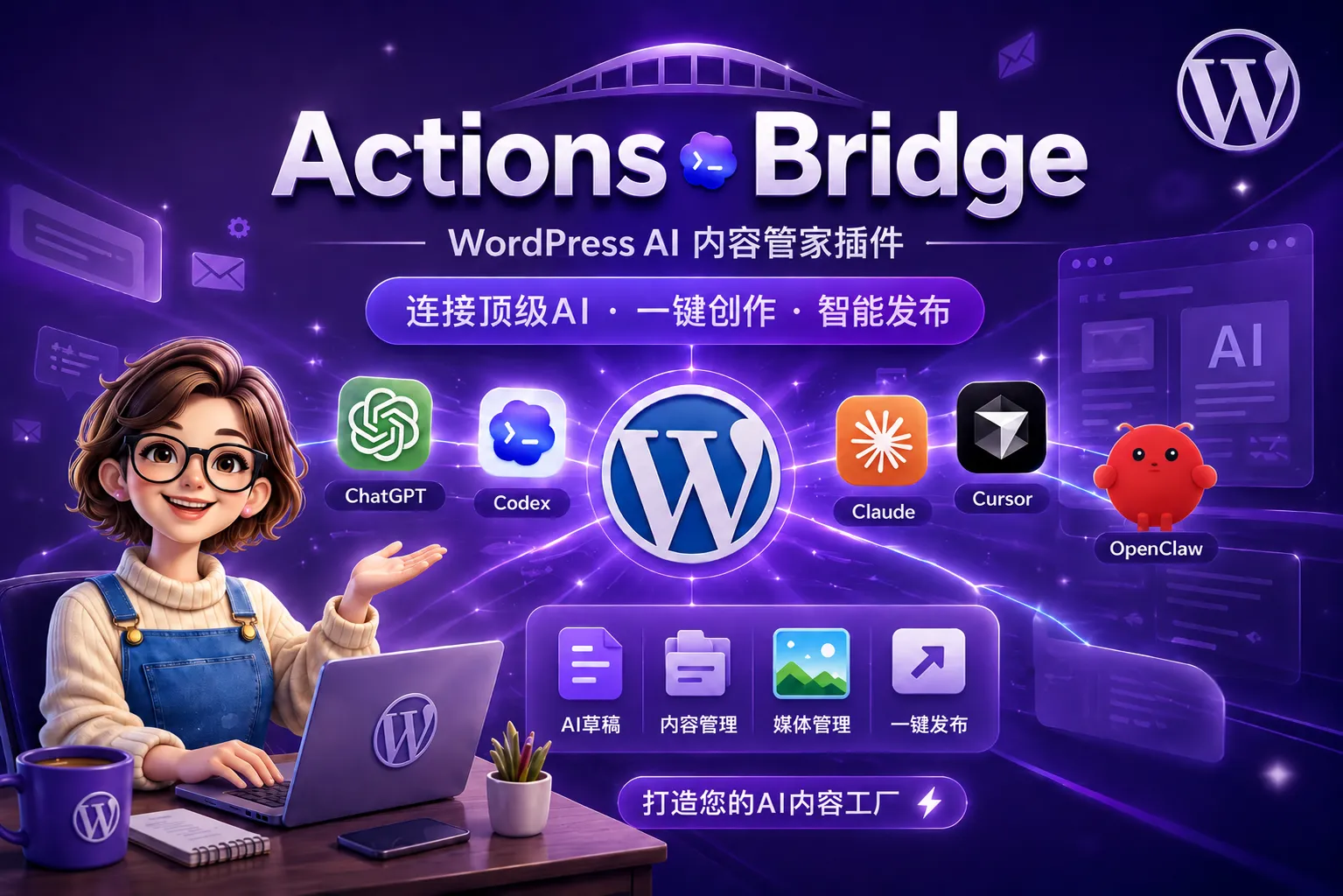 Actions Bridge-自动化内容管家插件 WordPress 接入 ChatGPT / OpenClaw