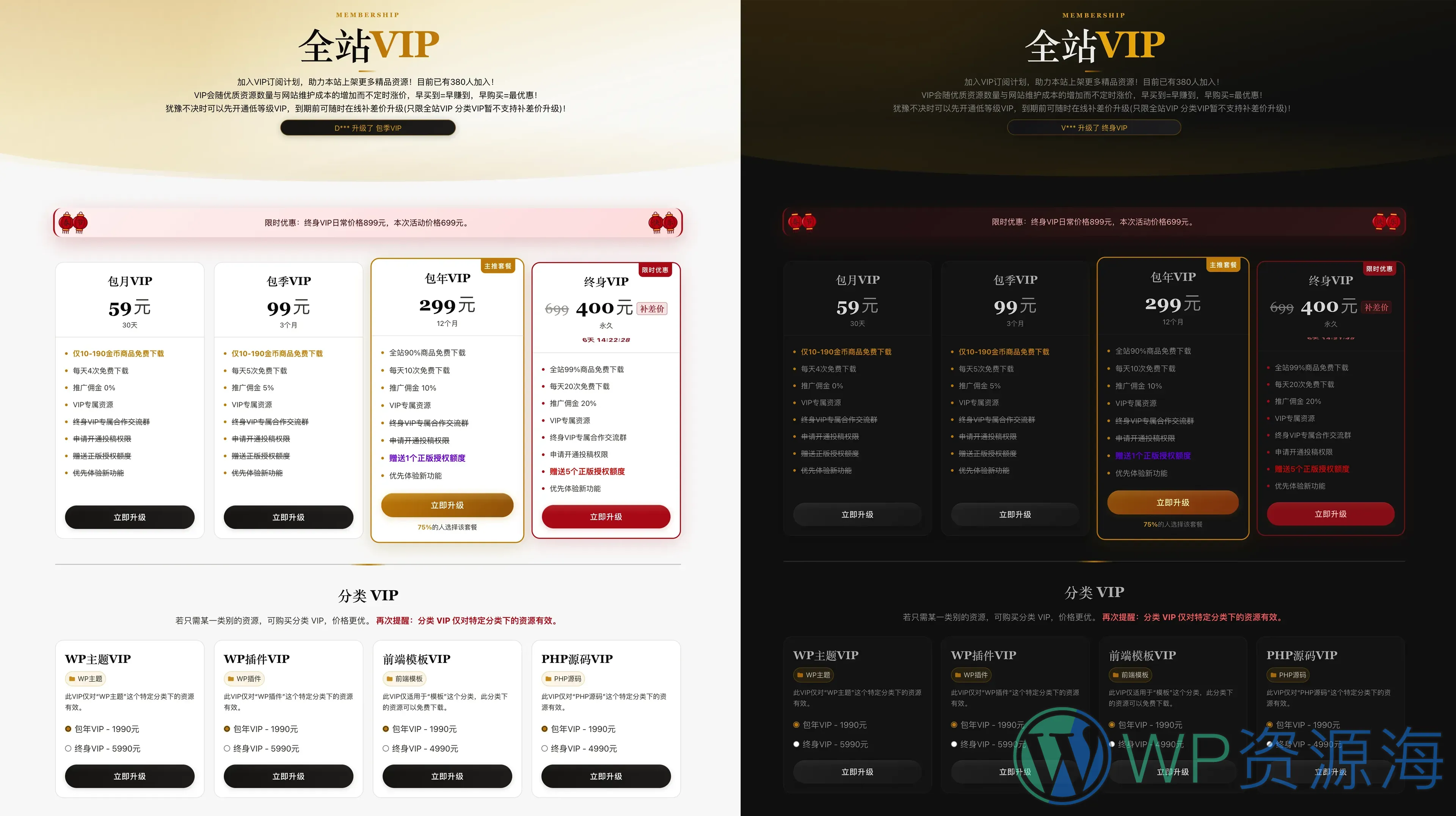 Modown VIP页面美化与增强插件,自动化节日优惠活动方案插图-WP资源海 Modown VIP页面美化与增强插件,自动化节日优惠活动方案插图-WP资源海