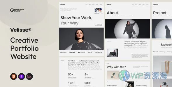 Velisse 个人作品集与创意机构网页模板插图-WP资源海 Velisse 个人作品集与创意机构网页模板