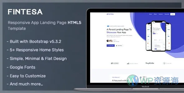Fintesa – 应用程序落地页模板插图-WP资源海 Fintesa - 应用程序落地页模板