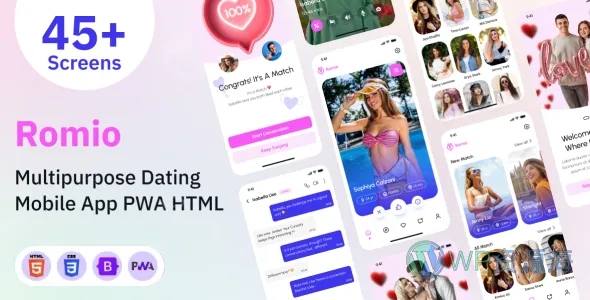 Romio 约会交友 PWA 移动应用模板插图-WP资源海 Romio 约会交友 PWA 移动应用模板