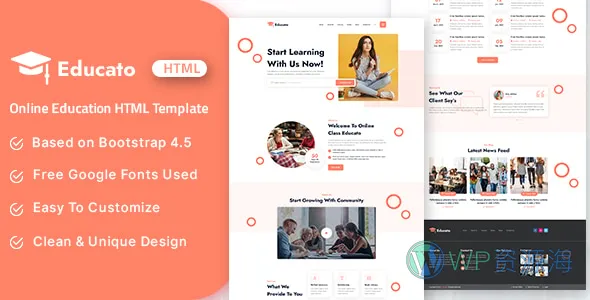 Educato 在线教育 HTML 模板插图-WP资源海 Educato 在线教育 HTML 模板
