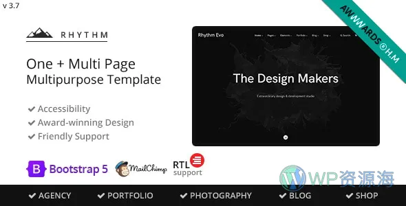 Rhythm 多用途网站模板插图-WP资源海 Rhythm 多用途网站模板
