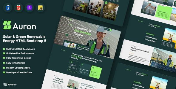 Auron 太阳能绿色能源Bootstrap 5模板