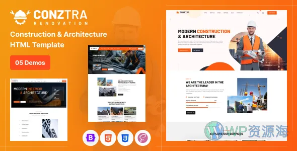 Conztra 建筑工程HTML模板插图-WP资源海 Conztra 建筑工程HTML模板