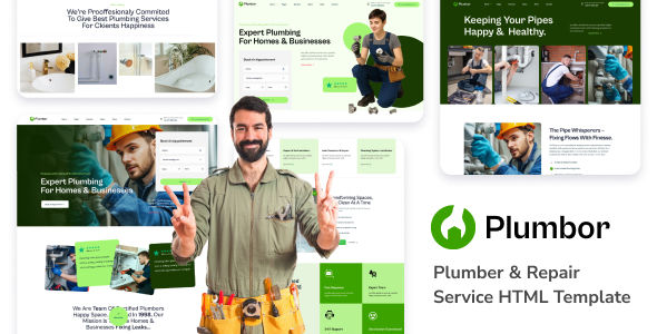 Plumbor 水管维修服务HTML5模板