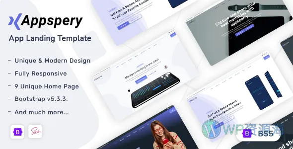 Appspery 更新:Bootstrap 5 应用落地页模板插图-WP资源海 Appspery 更新:Bootstrap 5 应用落地页模板