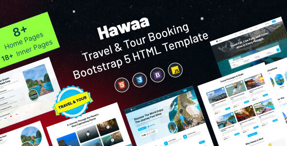 Hawaa-旅游预订 Bootstrap 5 HTML 模板