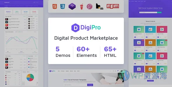 DigiPro 数字市场 HTML 模板(带仪表盘)插图-WP资源海 DigiPro 数字市场 HTML 模板(带仪表盘)