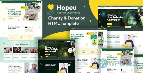 Hopeu 慈善捐赠 HTML 模板插图-WP资源海 Hopeu 慈善捐赠 HTML 模板登陆 ThemeForest