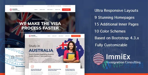 ImmiEx 移民与签证咨询网站模板插图-WP资源海 ImmiEx 移民与签证咨询网站模板