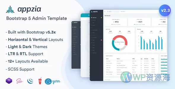 Appzia 响应式Bootstrap 5管理后台插图-WP资源海 Appzia 响应式Bootstrap 5管理后台