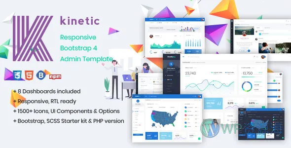 Kinetic Bootstrap 4 后台管理模板插图-WP资源海 Kinetic Bootstrap 4 后台管理模板