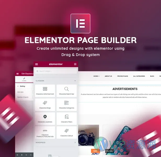 Classiera-分类信息 WordPress 主题插图1-WP资源海 Classiera Elementor Page Builder