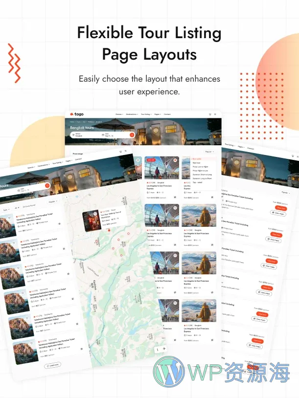 Togo-旅游预订与旅行 WordPress 主题插图3-WP资源海 Tour listing