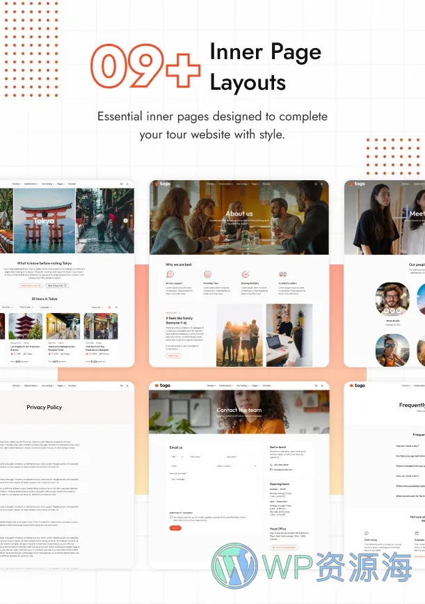 Togo-旅游预订与旅行 WordPress 主题插图5-WP资源海 Inner pages