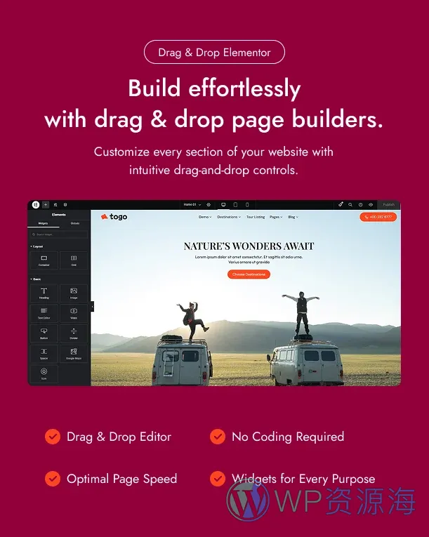 Togo-旅游预订与旅行 WordPress 主题插图6-WP资源海 Elementor