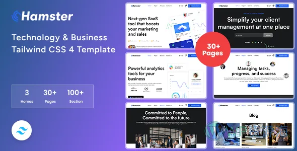 Hamster 科技与企业网站 TailwindCSS 模板插图-WP资源海 Hamster–Technology 与 Business TailwindCSS HTML Template 模板