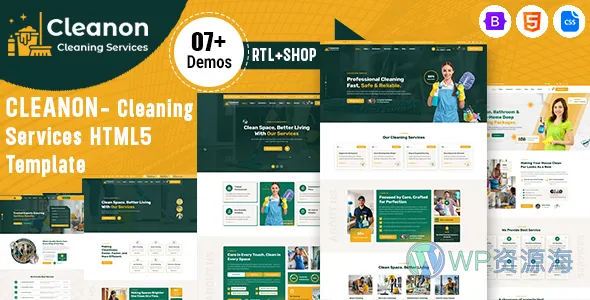 Cleanon 清洁服务 HTML5 模板插图-WP资源海 Cleanon Cleaning Services HTML5 HTML 模板