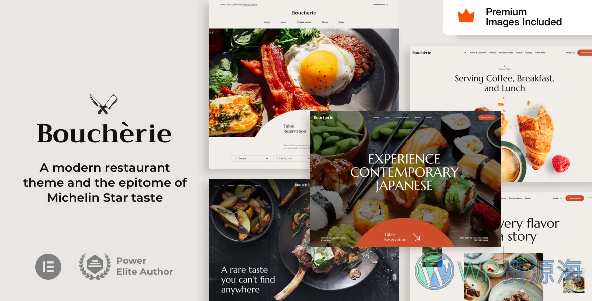 Boucherie – 餐厅 WordPress 主题插图-WP资源海 Boucherie Restaurant Sushi Bar Cafe Steakhouse Fine Dining Boucherie–餐厅 WordPress 主题