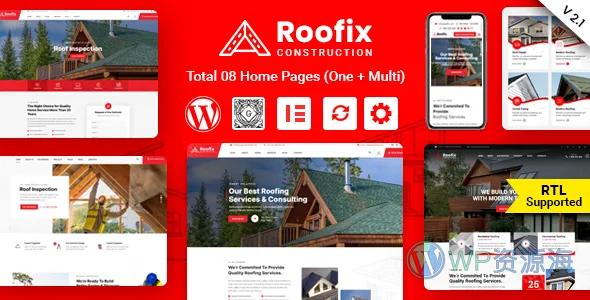 Roofix 屋顶服务 WordPress 主题插图-WP资源海 Roofix 屋顶服务 WordPress 主题