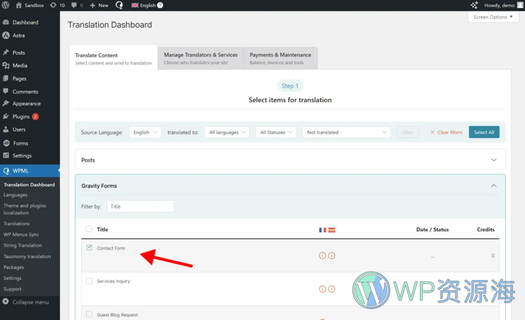 WPML Gravity Forms Multilingual 扩展 WordPress 插件插图-WP资源海 WPML Gravity Forms Multilingual 扩展 WordPress 插件