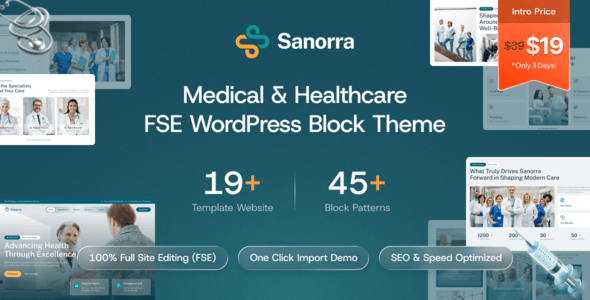 Sanorra 医疗健康全站编辑 WordPress 区块主题