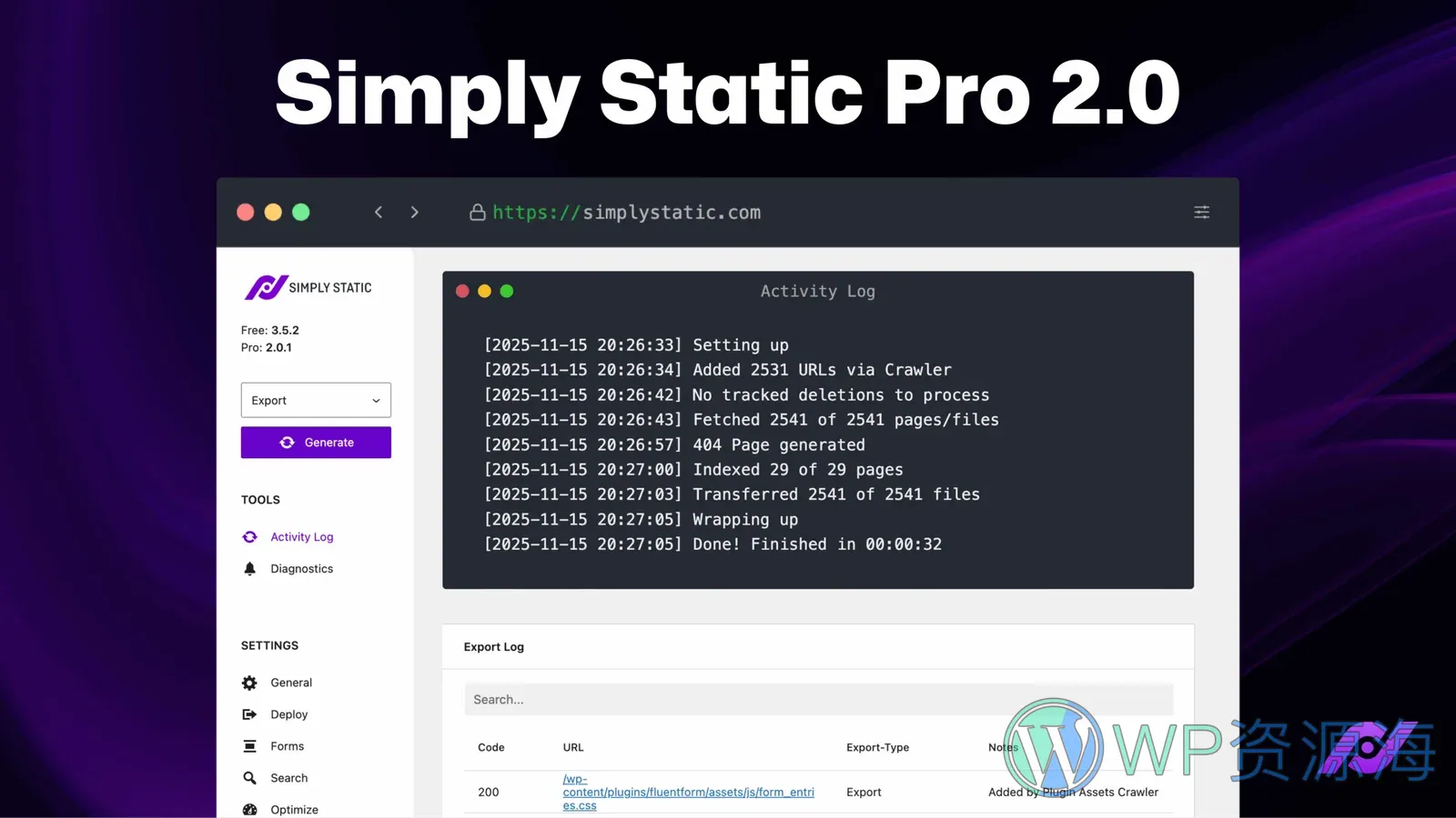 Simply Static Pro:WordPress 静态站点生成插件插图-WP资源海 Simply Static Pro:WordPress 静态站点生成插件