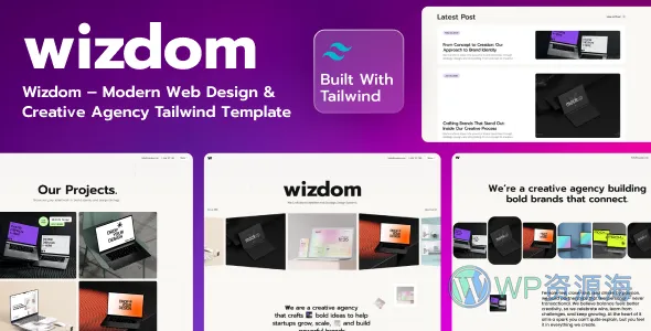 Wizdom 网页设计 Tailwind CSS HTML 模板插图-WP资源海 Wizdom SEO 优化 HTML 模板