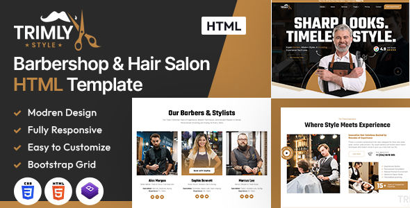 Trimly 理发店美发沙龙 HTML 模板
