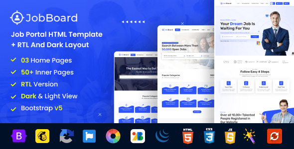 Job Board 招聘门户 HTML 模板