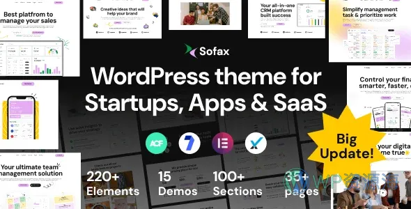 Sofax 软件创业公司 WordPress 主题插图-WP资源海 Sofax - Software & Startup WordPress Theme - Software Technology