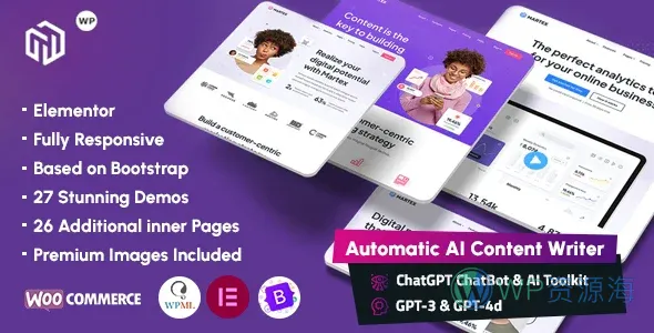 Martex-软件与 SaaS 落地页 WordPress 主题插图-WP资源海 Martex - Software, SaaS & Startup Landing Page WordPress Theme with Automatic AI Content Writer - Software Technology