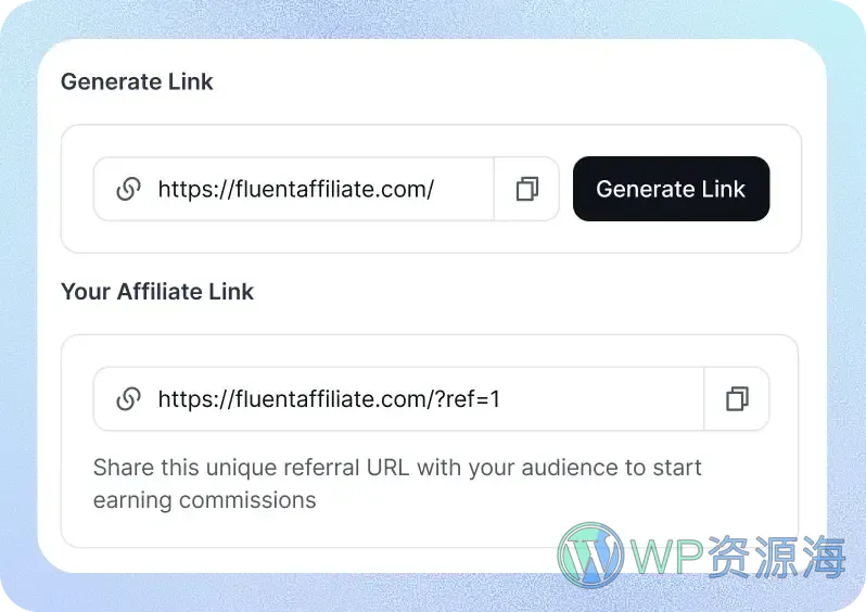 FluentAffiliate Pro 联盟营销插件插图4-WP资源海 share tracking link 2