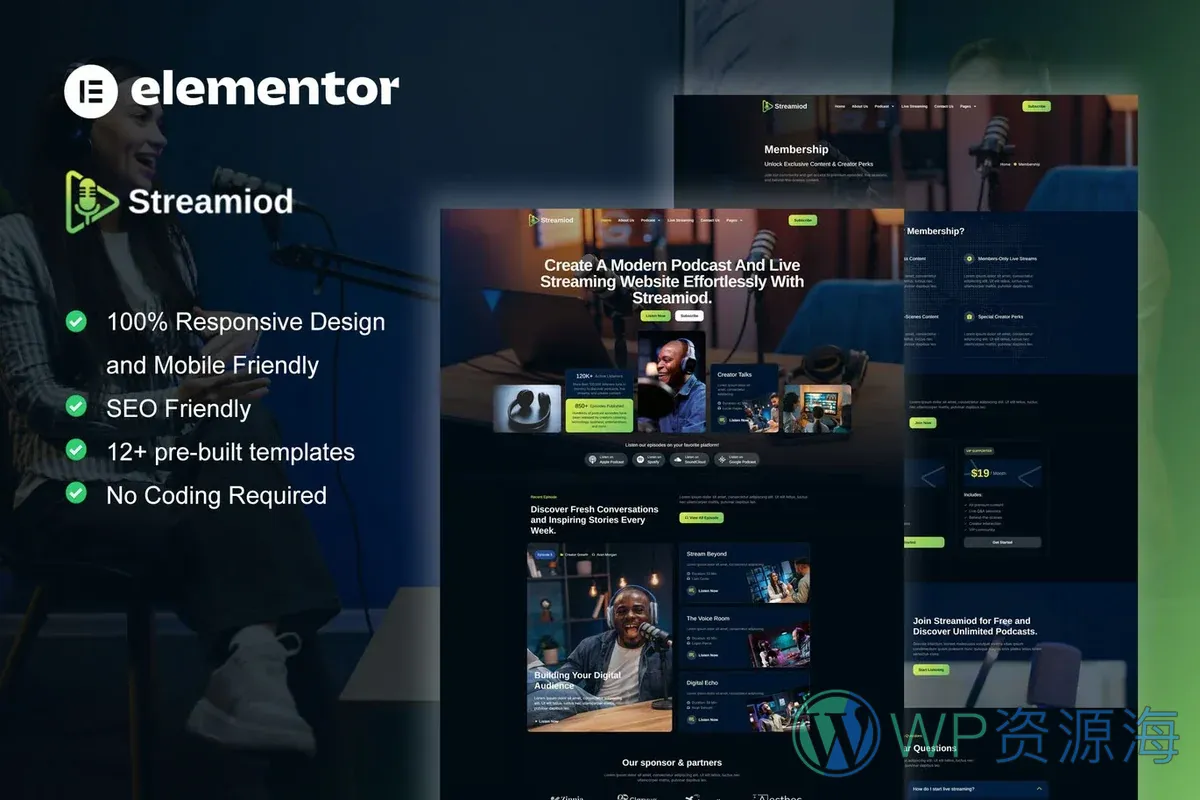 多媒体 Elementor 网站模板封面