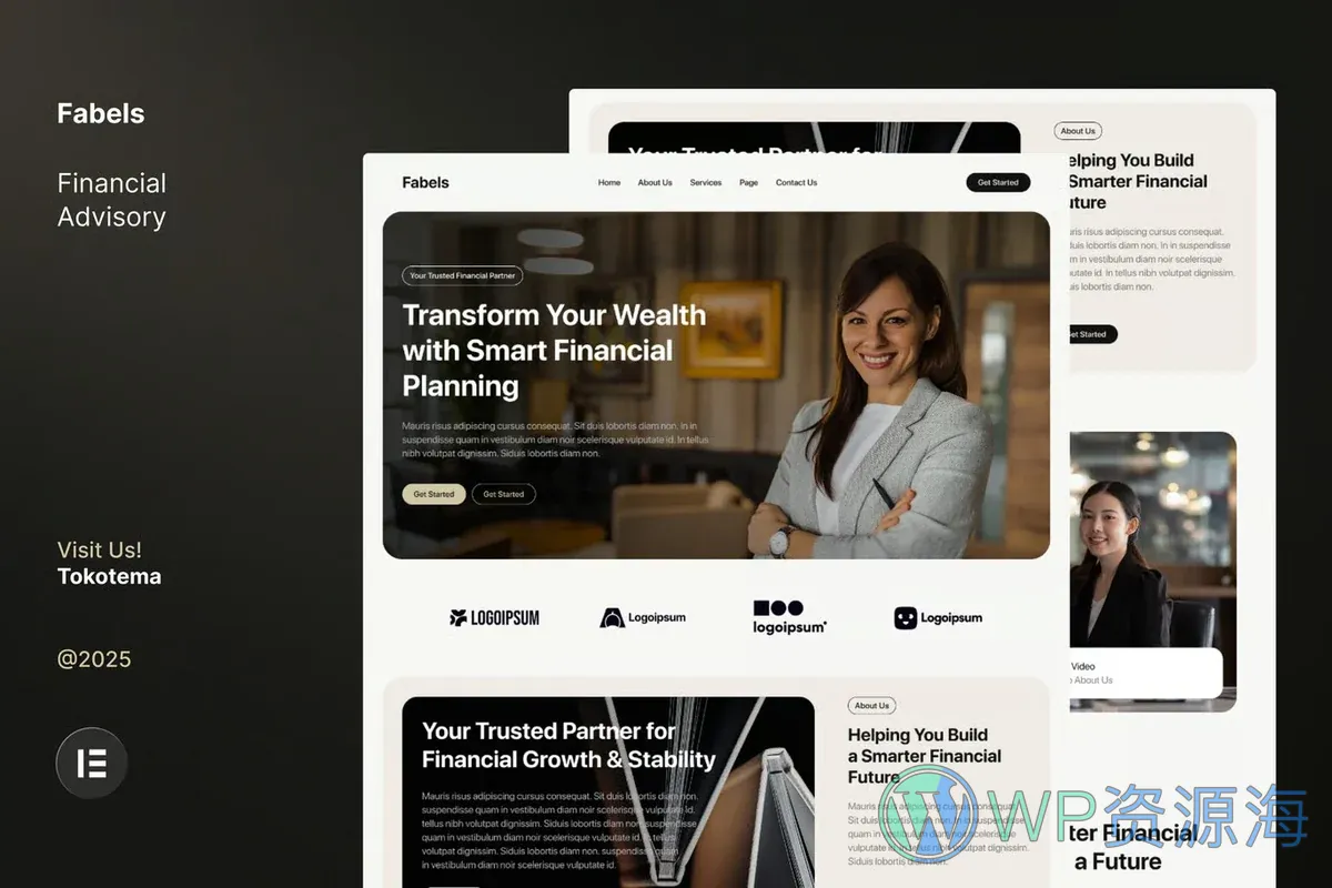 金融顾问咨询Elementor网站模板_一键导入快速建站插图-WP资源海 金融/投资 Elementor 网站模板封面