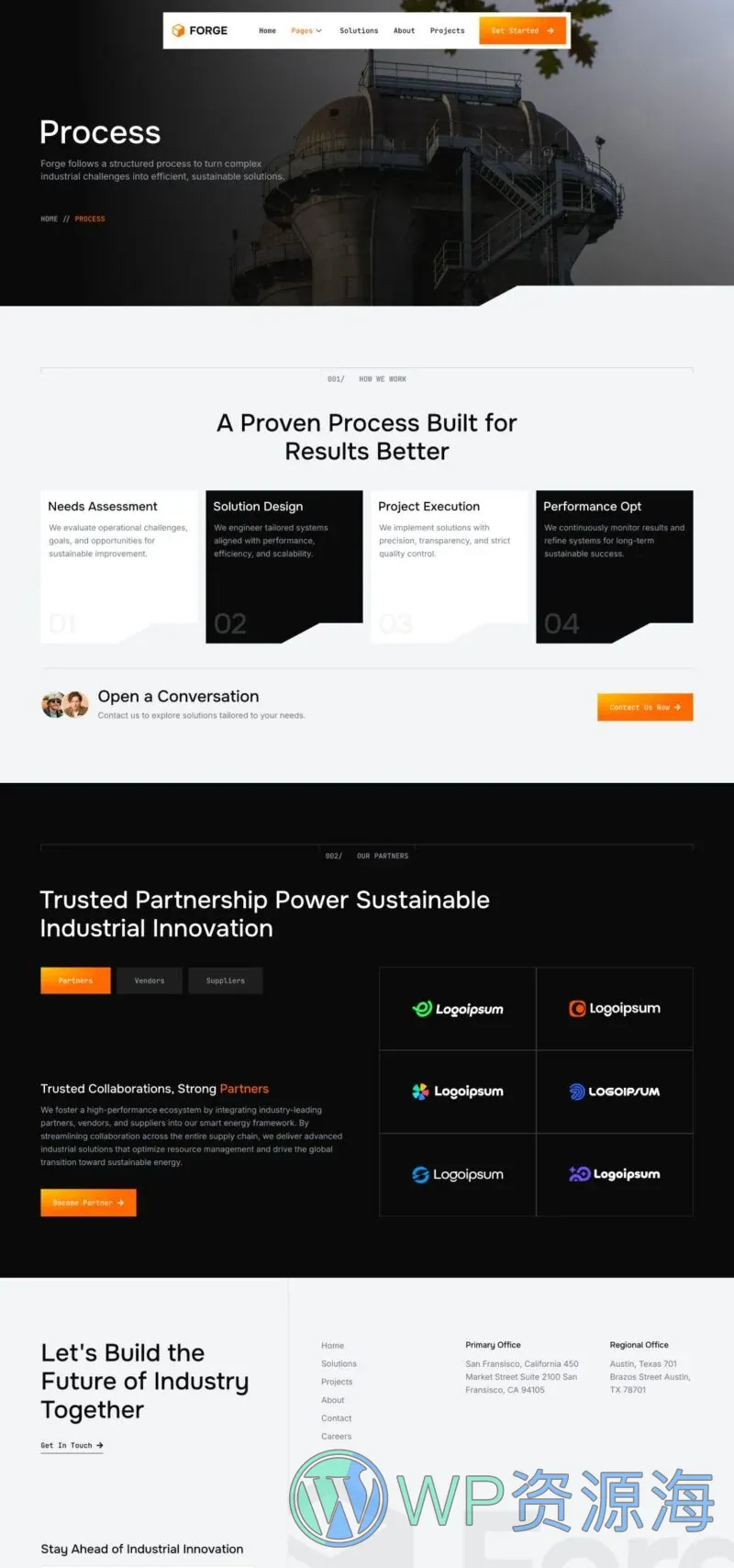 工业制造Elementor网站模板_一键导入快速建站插图5-WP资源海 制造业 Elementor 模板服务流程预览