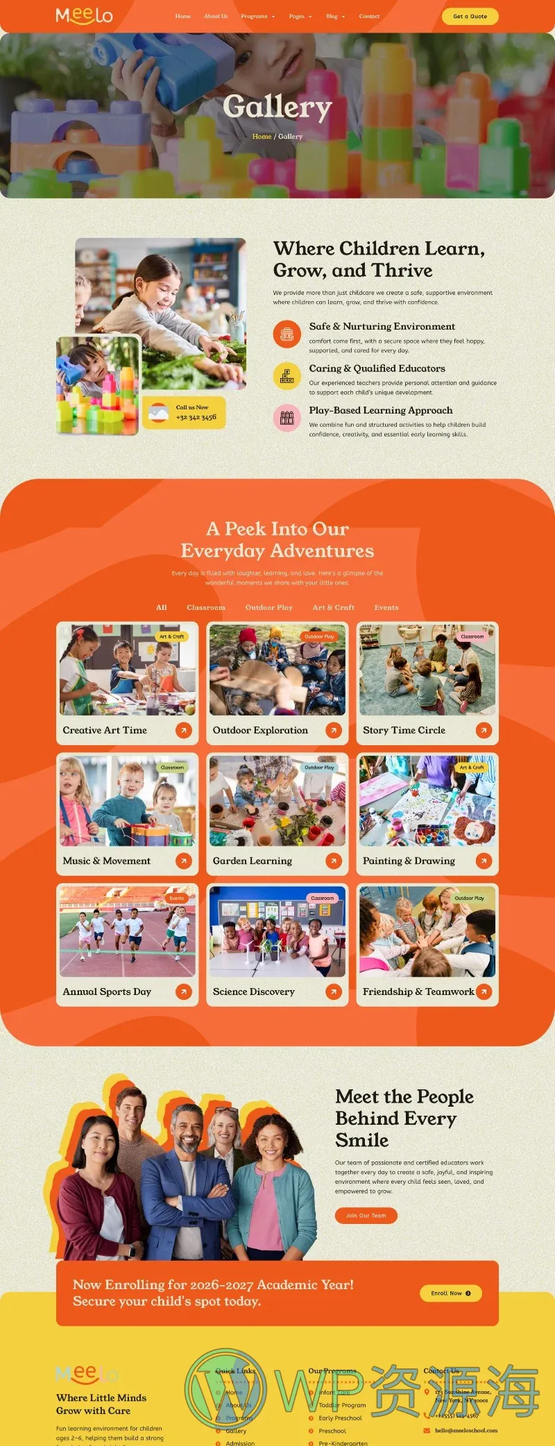 幼儿园托育Elementor网站模板_一键导入快速建站插图6-WP资源海 学校 Elementor 模板图片展示预览