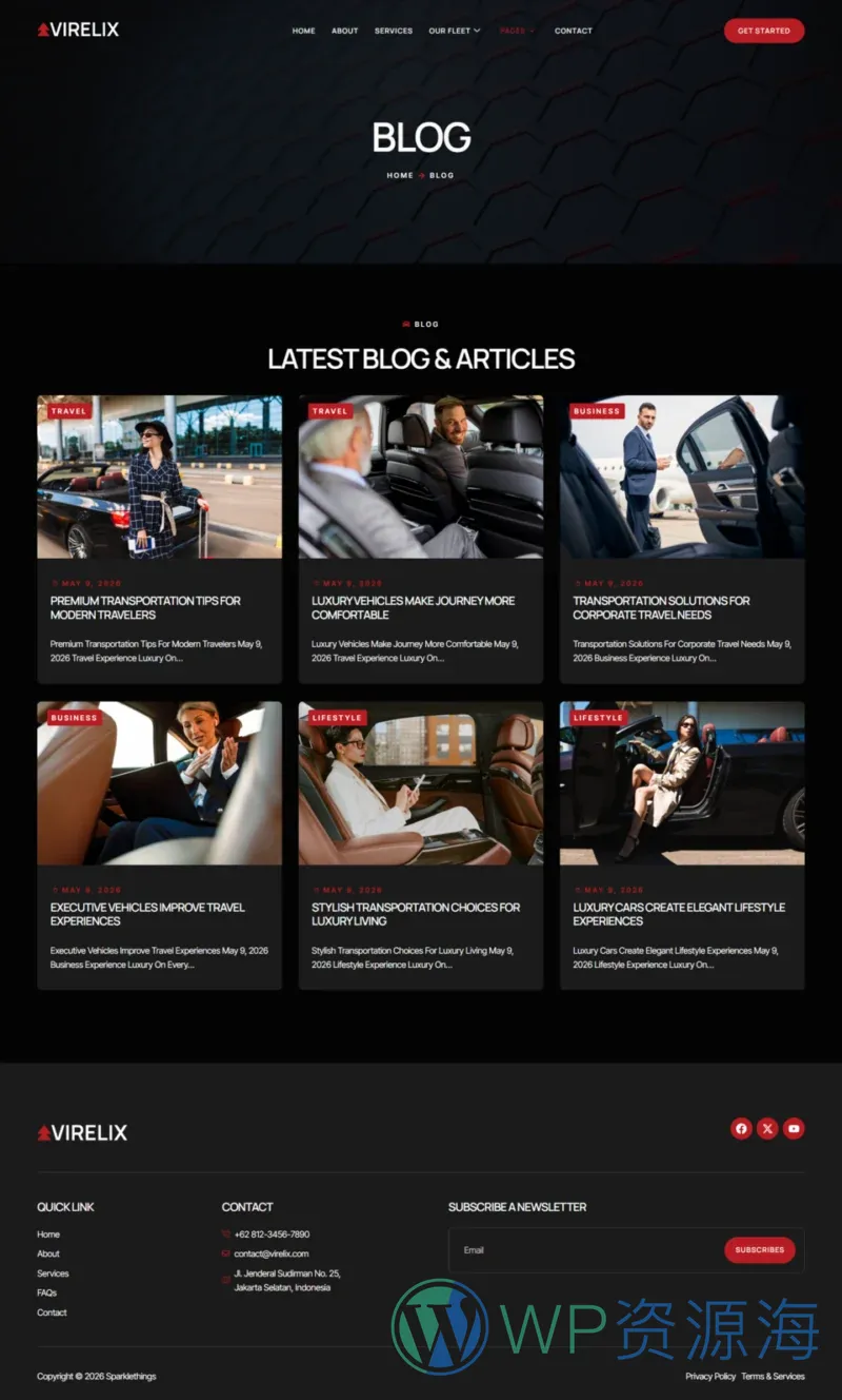 豪华汽车租赁Elementor网站模板_一键导入快速建站插图3-WP资源海 交通工具 Elementor 模板博客页面预览