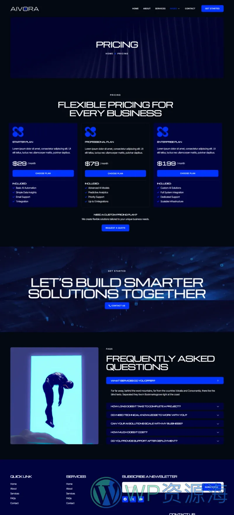 AI 解决方案机构Elementor网站模板_一键导入快速建站插图5-WP资源海 AI Elementor 模板价格页面预览