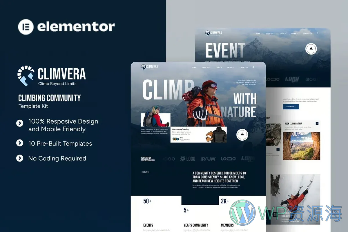 社交社区Elementor网站模板_一键导入快速建站插图-WP资源海 社交 Elementor 网站模板封面