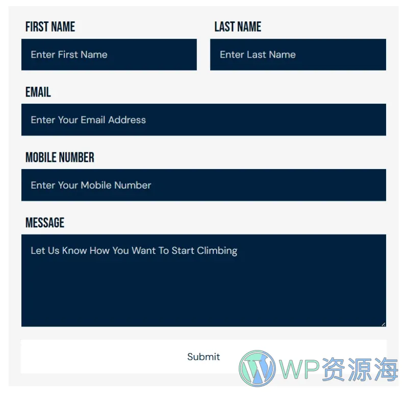 社交社区Elementor网站模板_一键导入快速建站插图7-WP资源海 社交 Elementor 模板联系表单预览