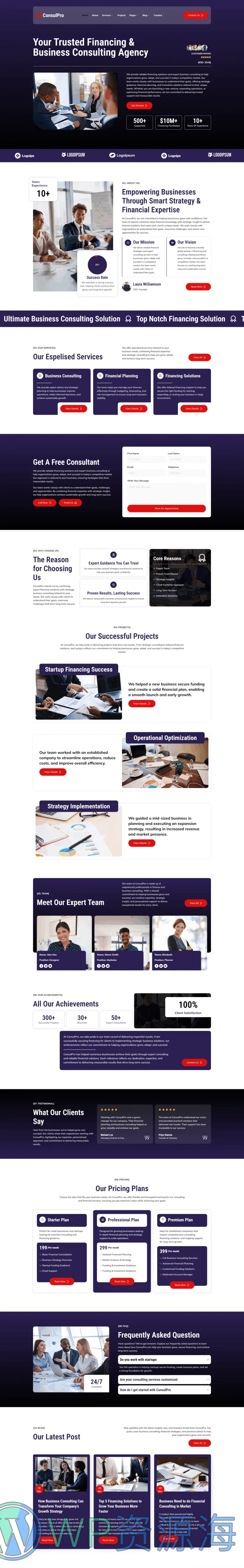 金融/投资 Elementor 模板首页预览