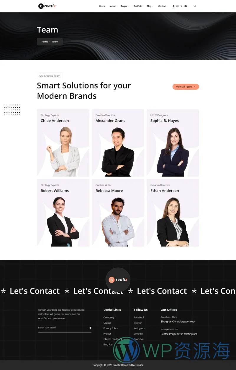 广告/营销 Elementor 模板团队页面预览