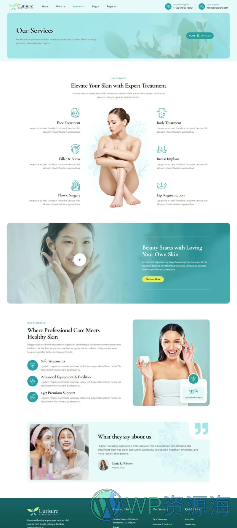 健康/医药 Elementor 模板服务页面预览
